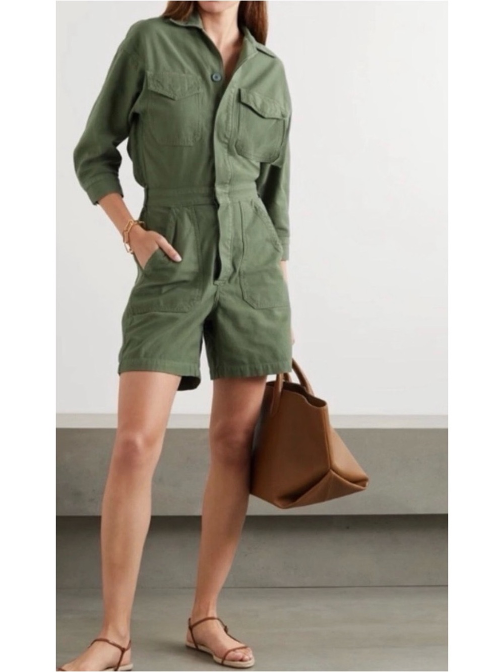 Citizens of Humanity Marta Organic Cotton Romper in Laurel Green Size Small